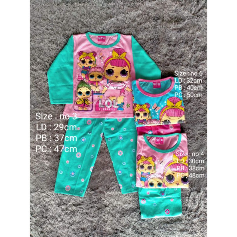Piyama LOL/baju tidur anak perempuan/setelan LOL anak perempuan usia 2-4tahun