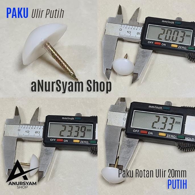 Paku Rotan Plastik 20mm Putih Isi 50 pcs / Paku Kaki Kursi / Paku Ulir anursy44 Juara