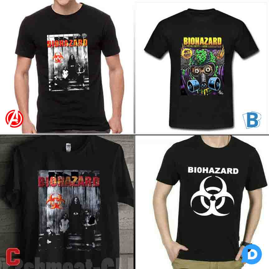 Kaos Biohazard Casual Tshirt Bahan Katun
