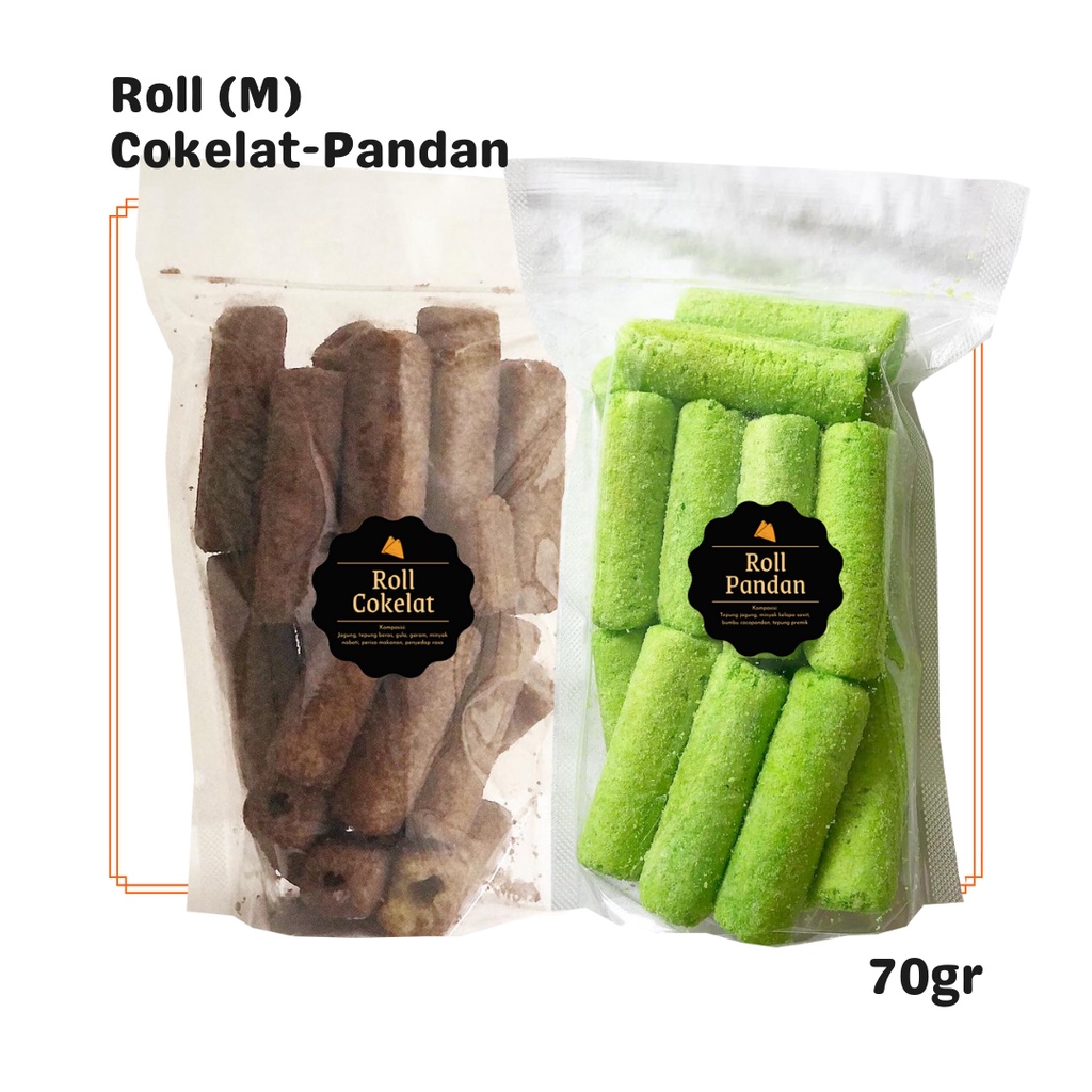 

Snack Roll Cokelat / Pandan (M) 70gr / Snack Cemilan Camilan Enak Manis