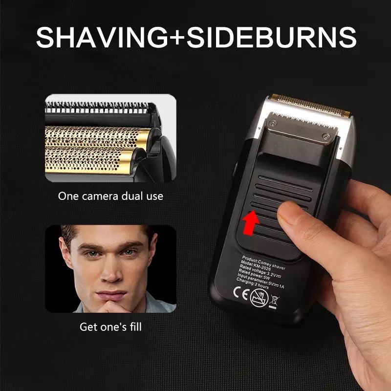 Kemei KM 2026 Alat Cukur Rambut Botak Hair Clipper Razor Shaver Twin Blade Cordless Trimmer KM-2026