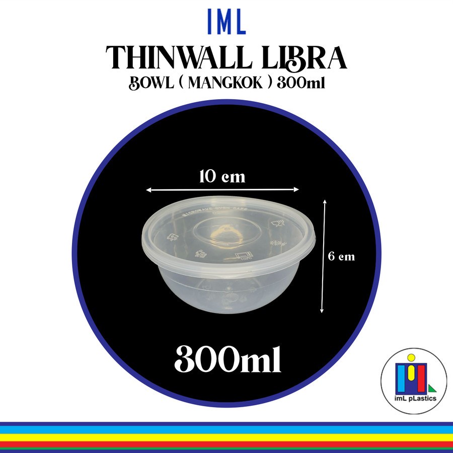 Kotak Makan Plastik THINWALL LIBRA BOWL MANGKOK 300ml-1 set 25pcs