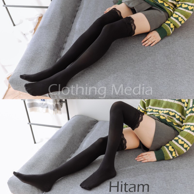 Kaos Kaki Lolita Renda Panjang 60cm Velvet Overknee Kaus Paha Tinggi Thigh High