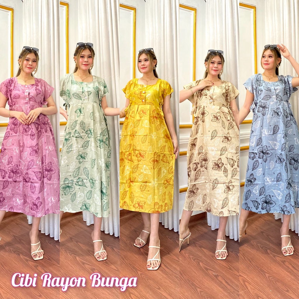 Daster Cibi Bunga Tali Kanan Kiri Busui Jumbo / Daster Kekinian Model Terbaru / Coza Batik