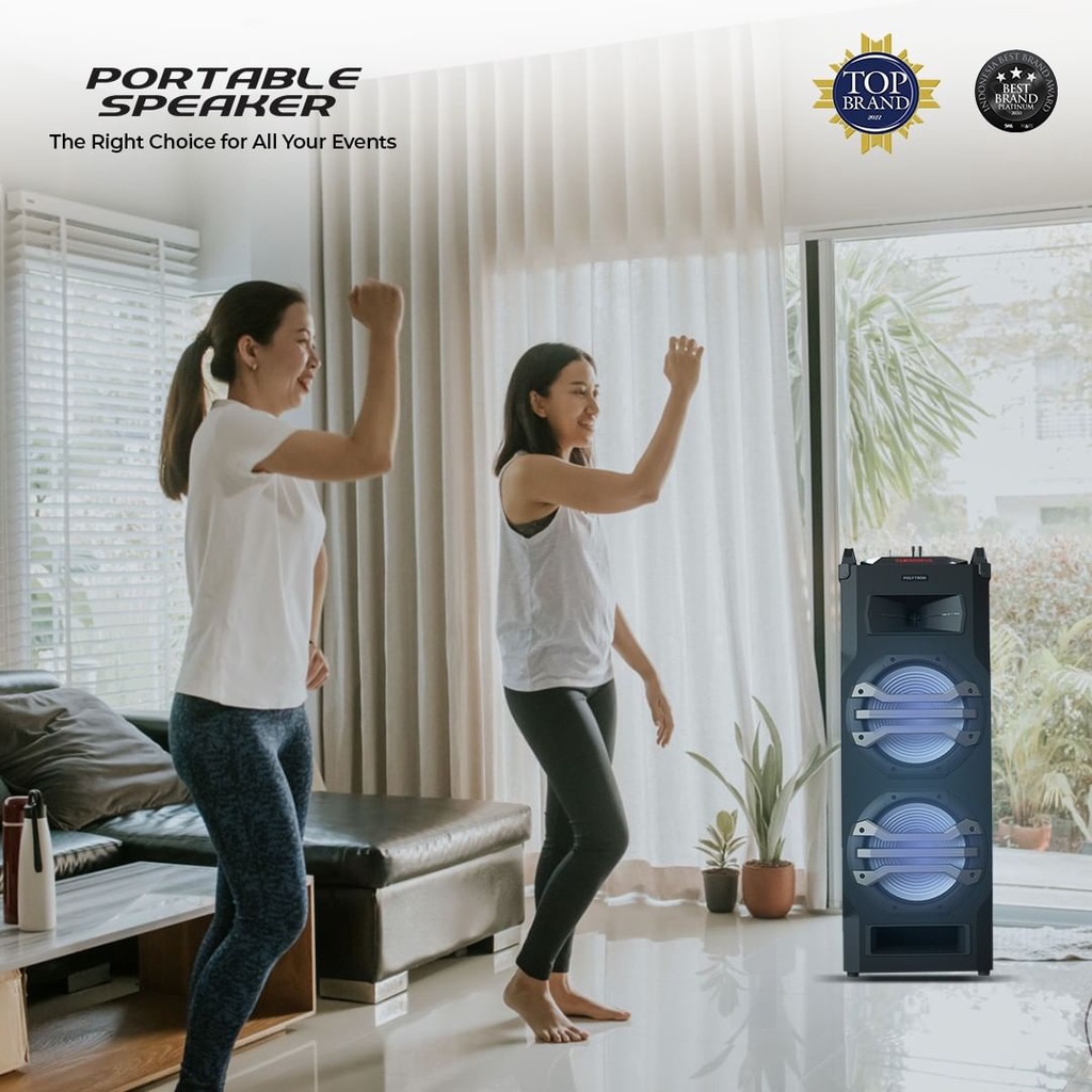 Speaker Portabel Meeting Bluetooth Polytron PTS 2k25 Free Mic Wireless 2pcs NO RADIO