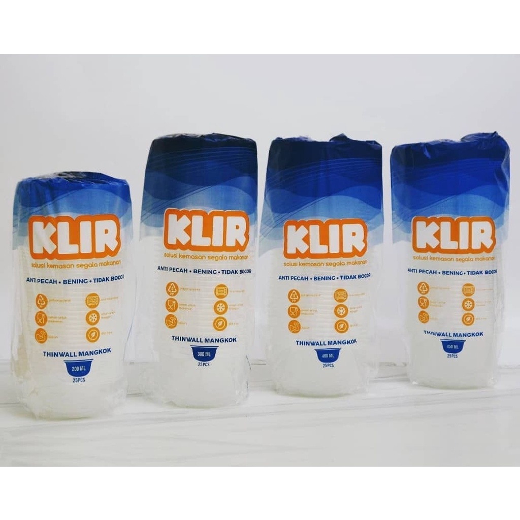 THINWAL RICE BOWL TERLARIS ISI 25PCS/MANGKOK PLASTIK BULAT TERMURAH/MANGKUK MAKANAN/MANGKOK GULE, MANGKOK SALAD, MIE MEREK  KLIR 200ml