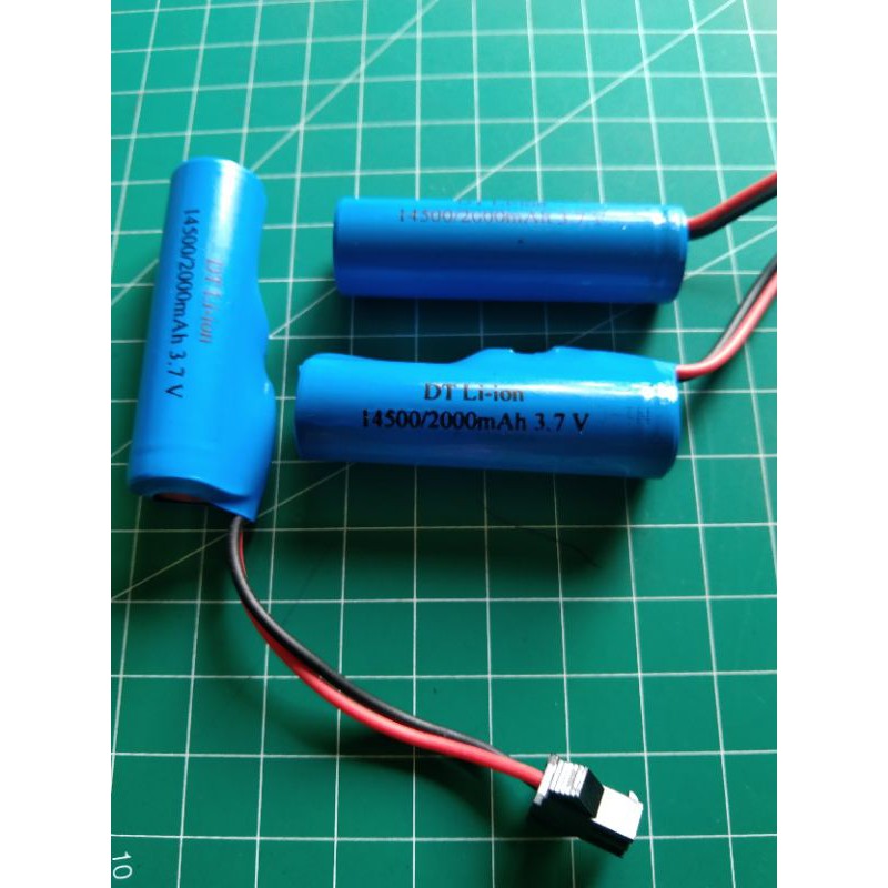 Baterai Batre RC Mobil Remot 3.7V 3,7V 14500/2000mAh Socket Hitam 2pin