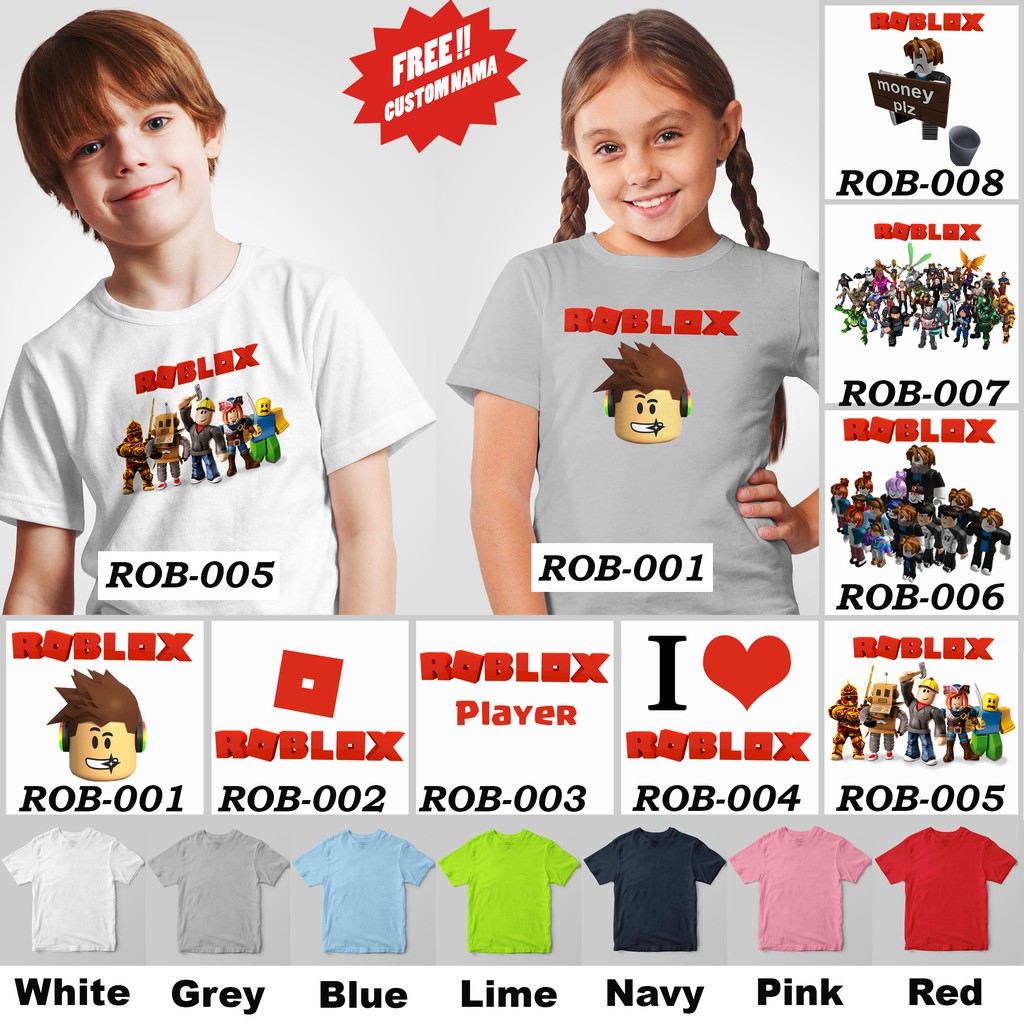 [FREE NAMA !!] Kaos Anak &amp; Family Roblox 100% COTTON PREMIUM !!