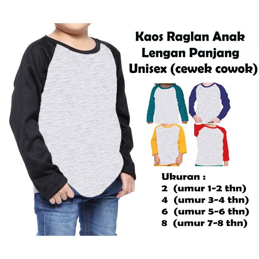 NEW official - kaos raglan anak panjang | baju raglan anak | raglan kids | kaos polos anak