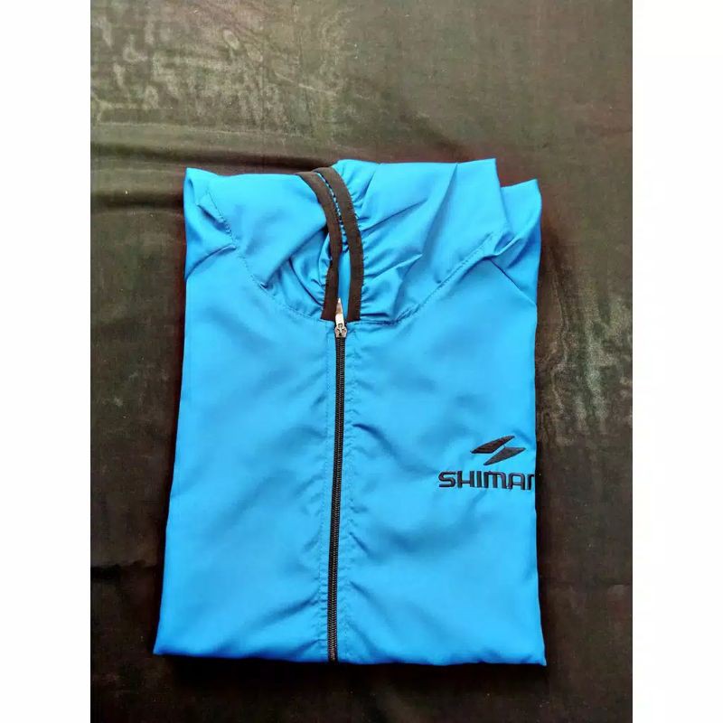 jaket parasut lari sepeda jumbo shimano XTR jaket olahraga pria dan wanita-Biru