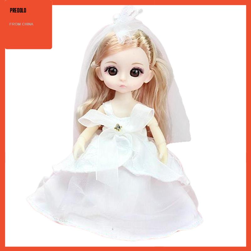 15cm BJD Doll 6inch 13 Jointed Accessories Long Hair Wedding Dress for Girls