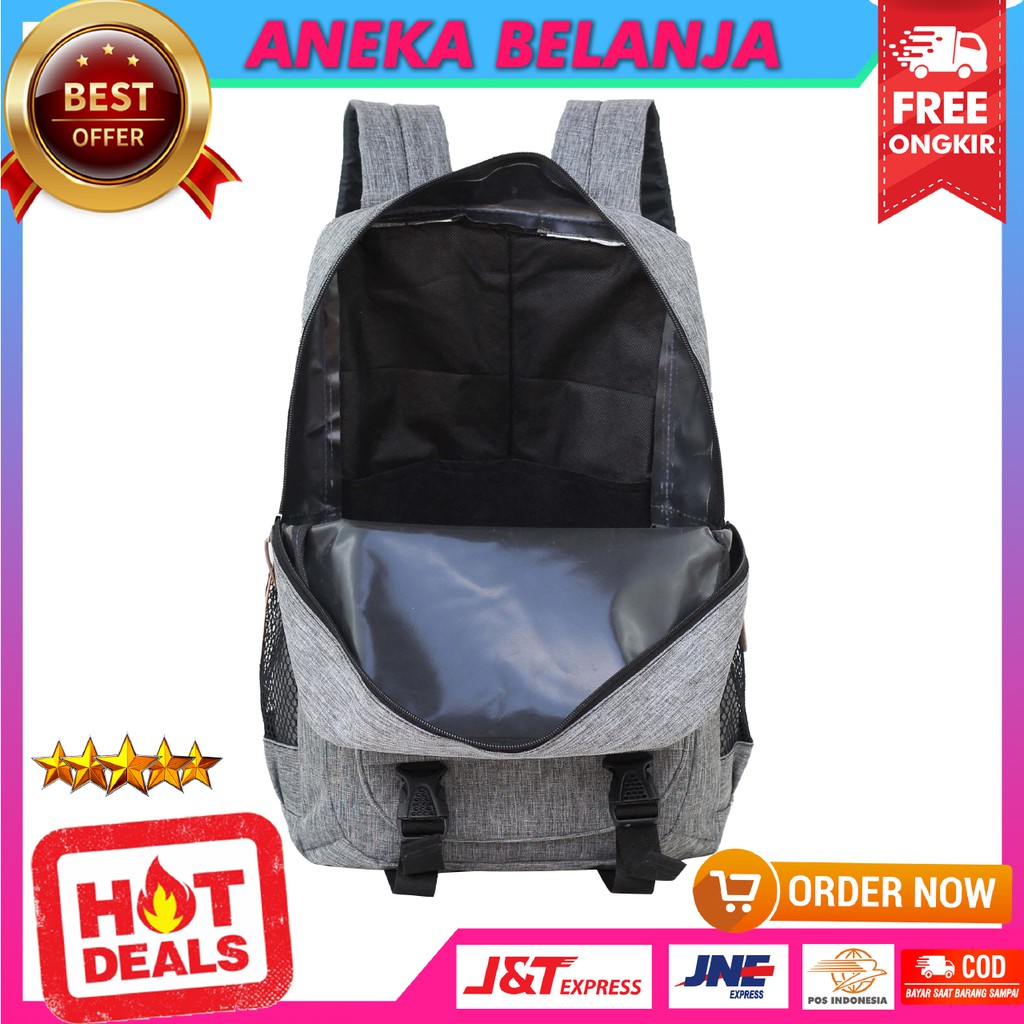 Ransel Backpack Cowok Cewek Model Archie Tancepan Logo Tengah Warna Abu Harga Ekonomis Free Raincover Tas Pria Wanita Kuliah Kerja Hangout Free Slot Laptop Bahan Tebal Awet Termurah Terlaris Berkualitas