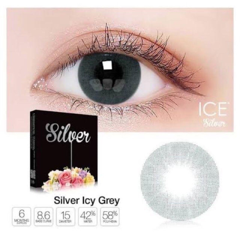 Softlens ICE SILVER - X2 Exoticon | Normal &amp; Minus 0.50 - 2.50 + FREE LENSCASE - KASIMURA