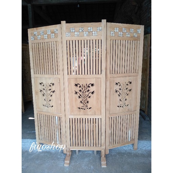 Sketsel Partisi Pembatas ruangan Minimalis Ukir Mentah Kayu Jati Furniture Jepara