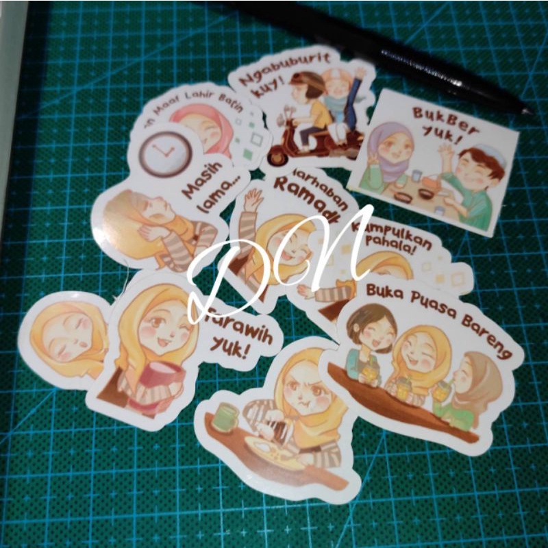 

Stiker kertas karakter hijab ramadhan 21pcs sticker kertas glossy hijab ramadhan