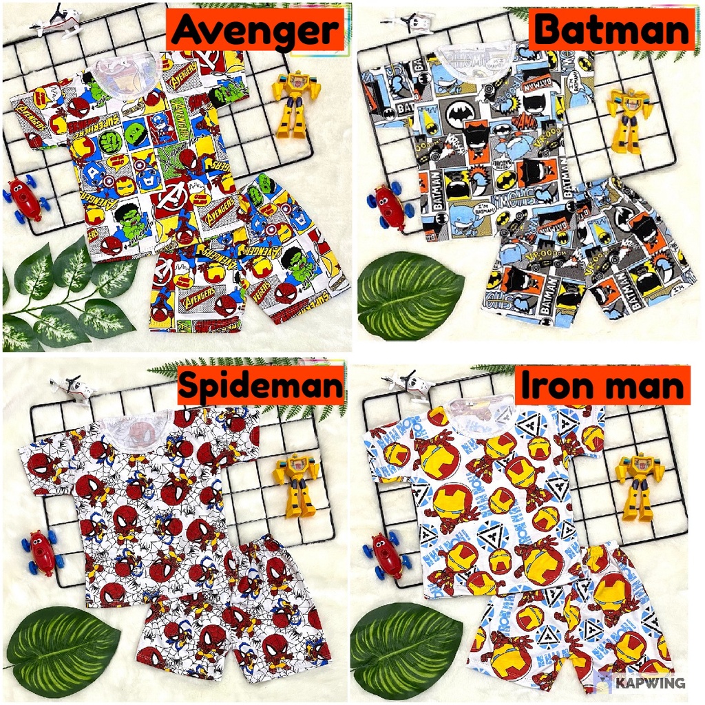 Baju Kaos Anak Setelan S-3XL 0-6th Avengers Spiderman Ironman