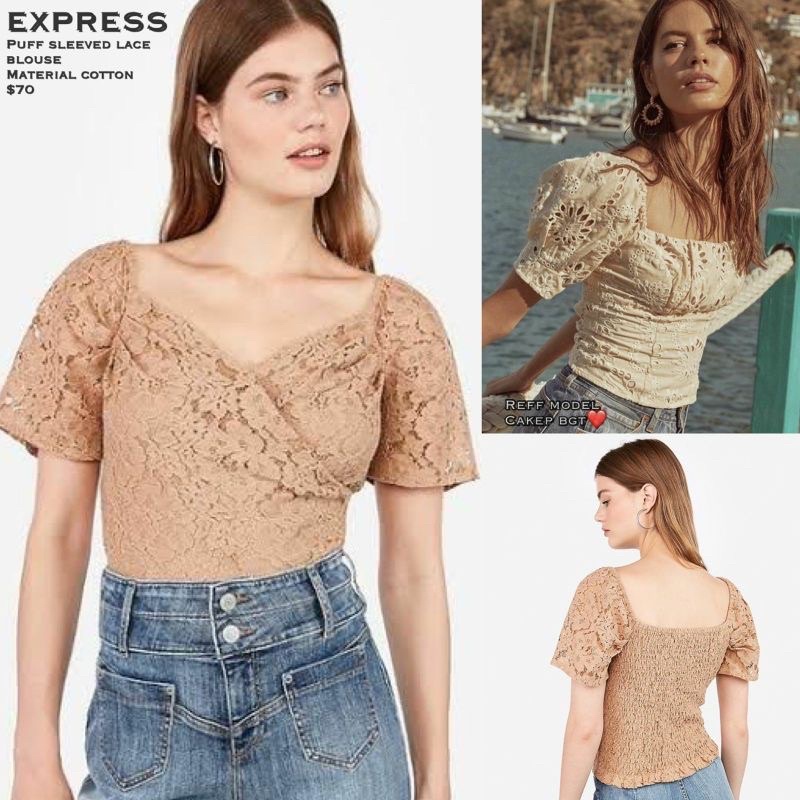 Express puff sleeved lace blouse