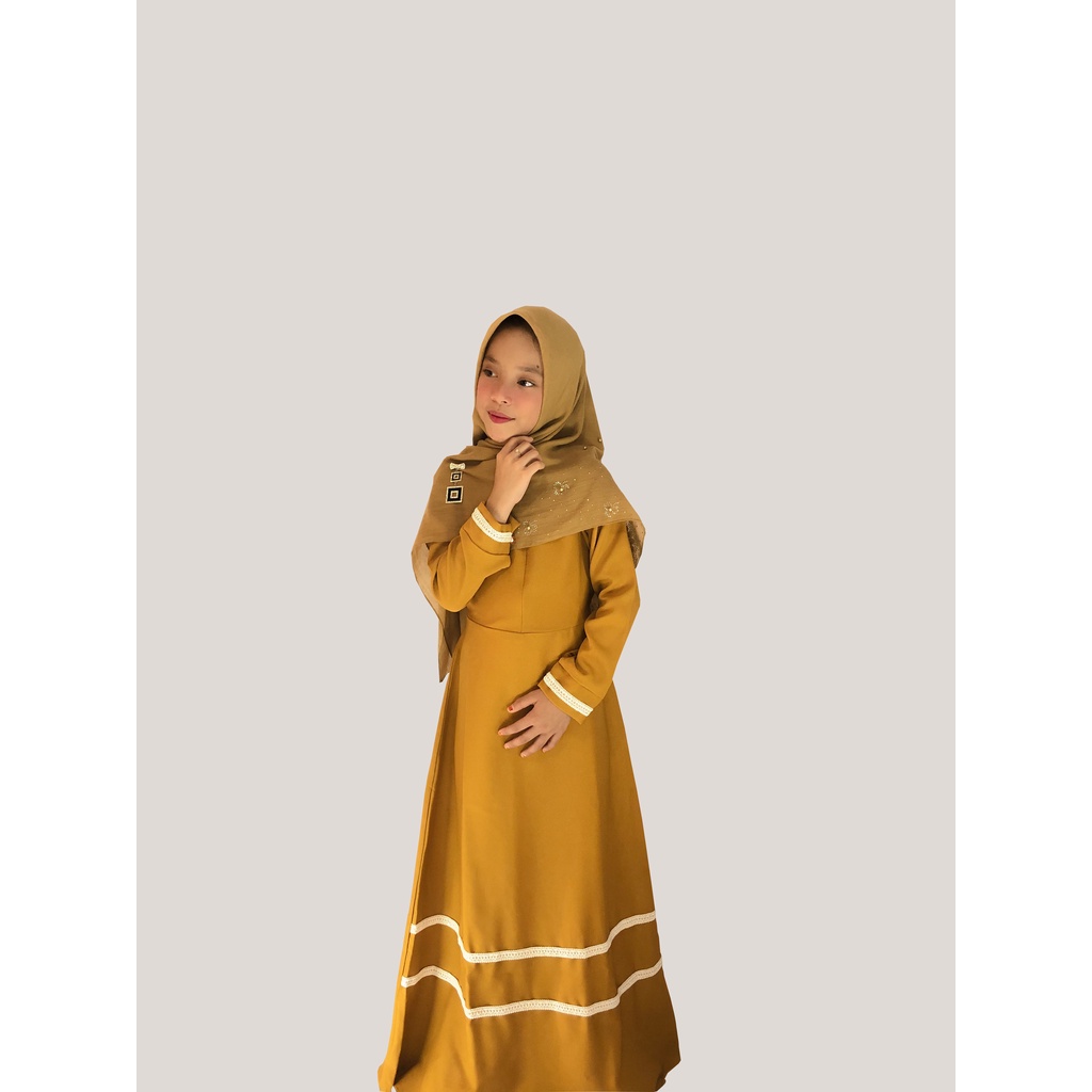 Baju Muslim Anak Perempuan Usia 10-11 Tahun Gamis Tanggung