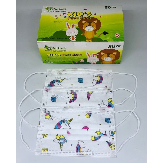 MASKER ANAK EARLOOP ONE CARE 3 PLY MOTIF KARAKTER ISI 50 PCS