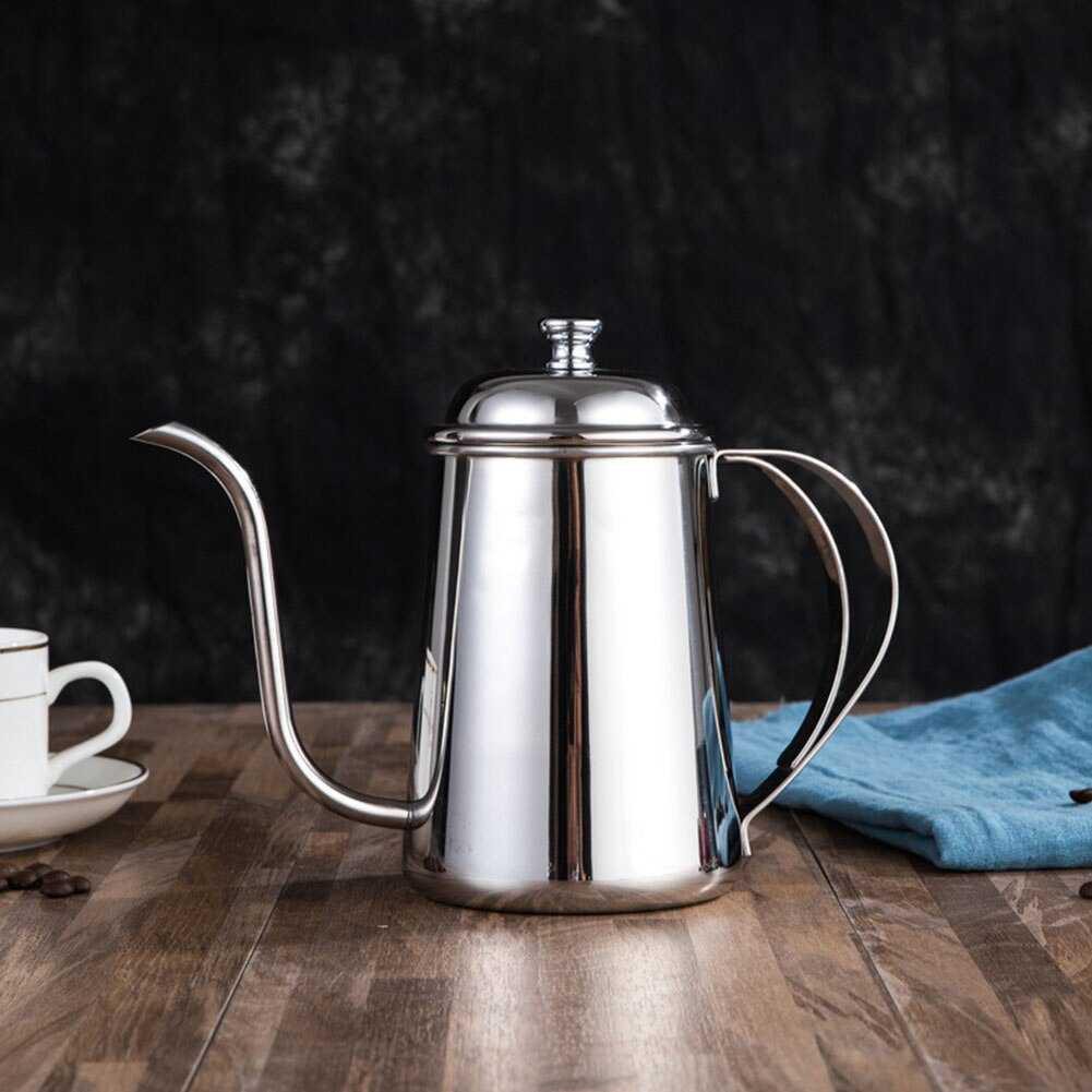 OneTwoCups Coffee Maker Pot Drip Kettle Teko Barista Kopi 650ml-HS4011 [Silver] [650ml]