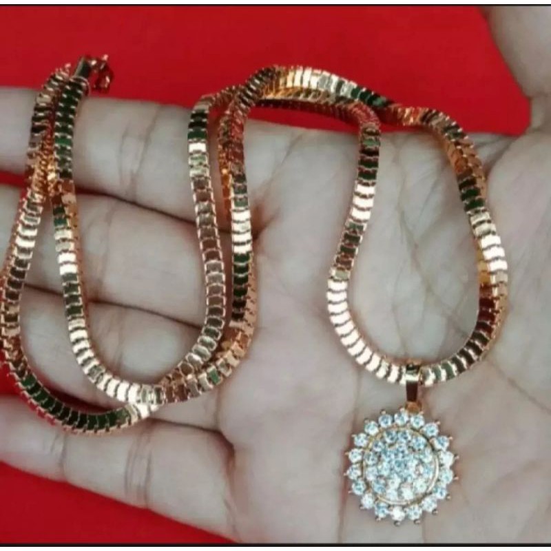 kalung milano kaca liontin permata