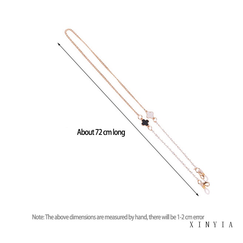 Rantai Kacamata Anti Hilang Desain Clover Aksen Mutiara
