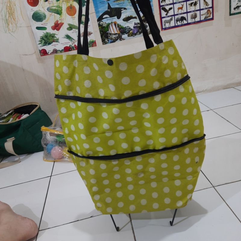 tas belanja troli go green kantong shopping bag preloved kain kanvas tebal