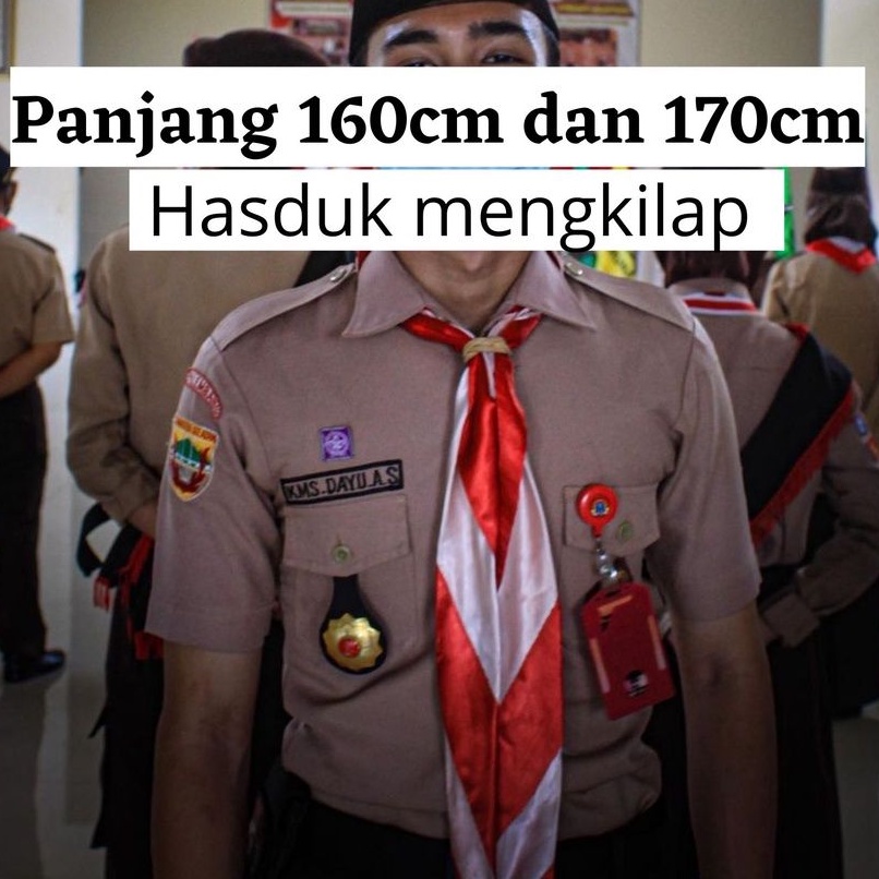 Kacu Hasduk Pramuka Pembina Mengkilap Satin Panjang Licin Kacu SMA Penegak Merah Putih Mengkilat