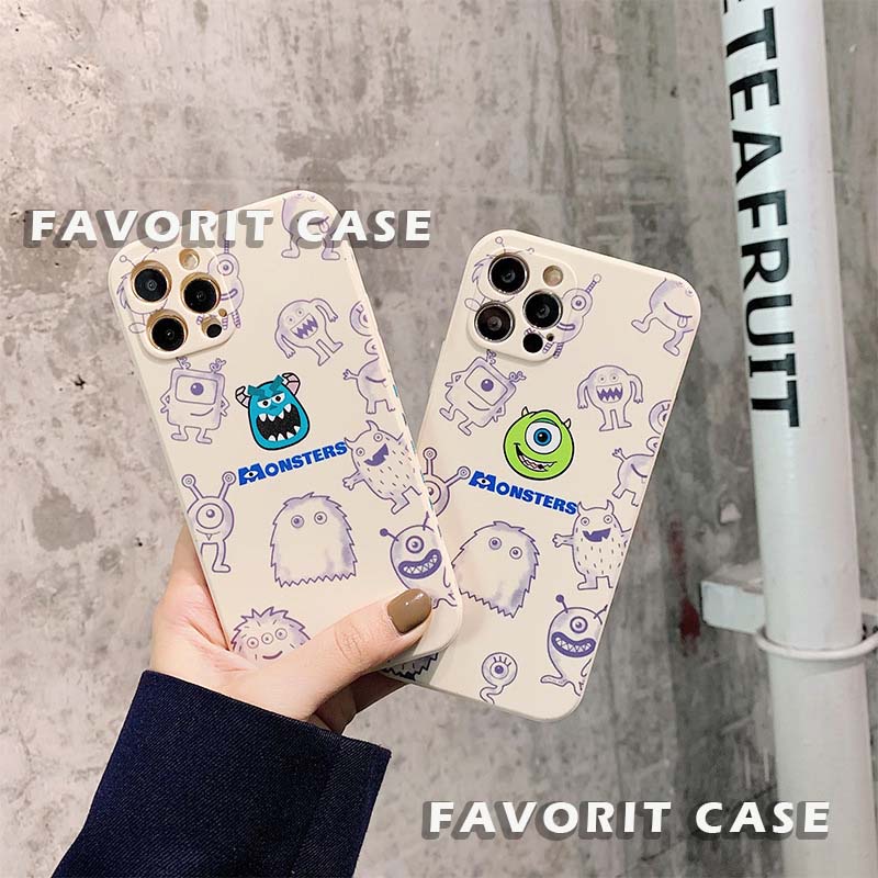 Square Edge Samsung S10 S20 S21 S22 S23 FE PLUS ULTRA Note 10 20 Pro Ultra Motif Monster Kartun Lucu Silikon Casing Soft Case