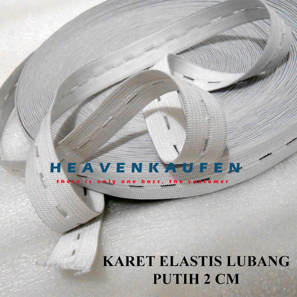 Elastis Lubang/Karet Elastis Berlubang Warna Putih Lebar 2 cm