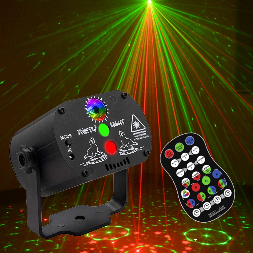 VKTECH Proyektor Laser LED 60 Patterns Lampu panggung lampu Disco DJ Sorot PAR - M-RGB-61 Laser Lights,DJ Disco Stage Party Sound Activated RGB Led Projector Time Function with Remote Control