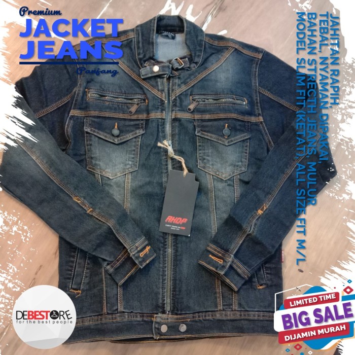 JAKET JEANS PRIA TERMURAH BAHAN TEBAL MULUR SLIM ALL SIZE 06