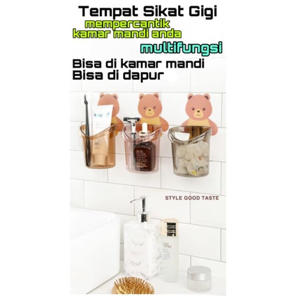 Rak Gantung sikat Gigi Kamar Mandi Motif Beruang⭐ Toko13 ⭐