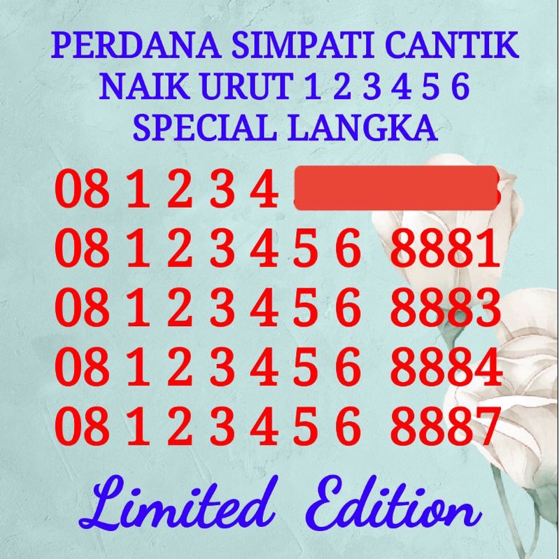 nomor cantik simpati cantik seri naik urut 123456 sempurna