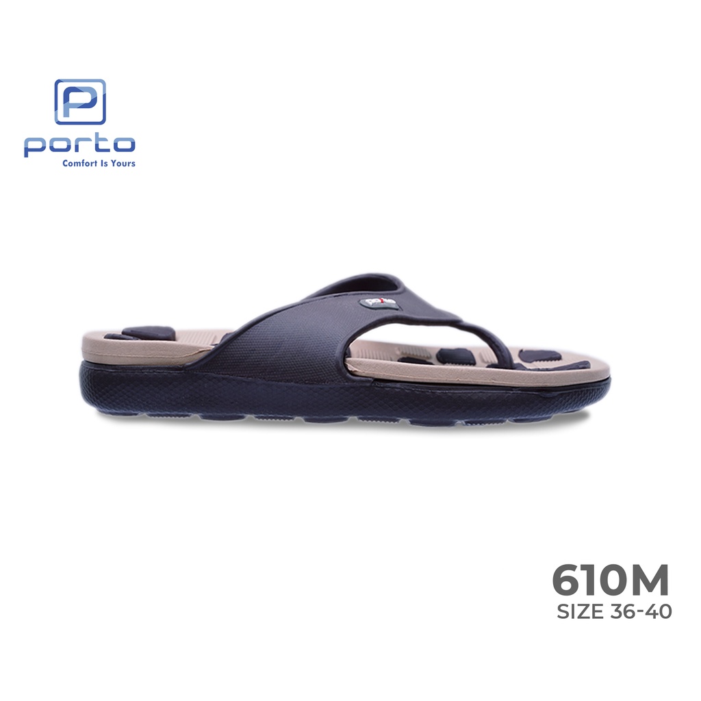 610M - Porto Leveling Sandal Pria Jepit Harian Keren Flip Flop Motif Kotak Karet Nyaman Empuk