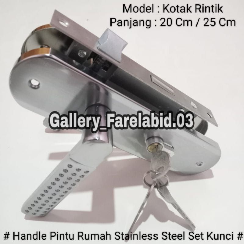 Handle Pintu Rumah Set Besar Kotak 25 Cm Body Kunci Engkol Bulat Tanggung 20 Cm Gagang Pintu Utama Minimalis Pegangan Pintu Kamar Tarikan Pintu Dapur