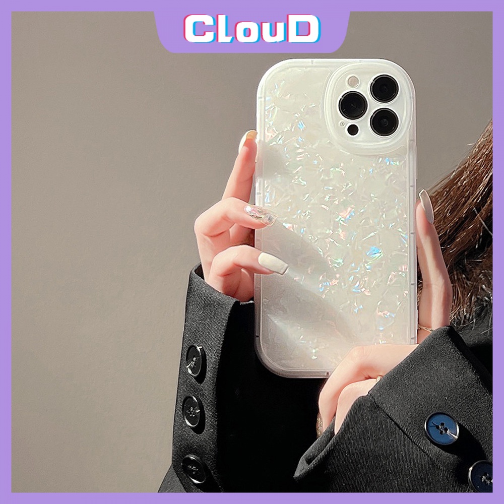 Soft Case TPU Motif Kristal Putih Berkilau Cover iPhone 11 13 12 Pro MAX 7 8 Plus SE 2020 6 6sXR XS MAX