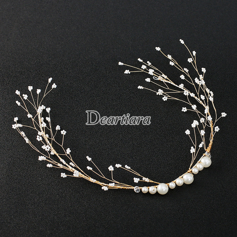 Bride Wedding Flower Headdress Handmade Sweet Beaded Headband Simple Pearl Headband Wedding Dress Accessories Hair Accessories