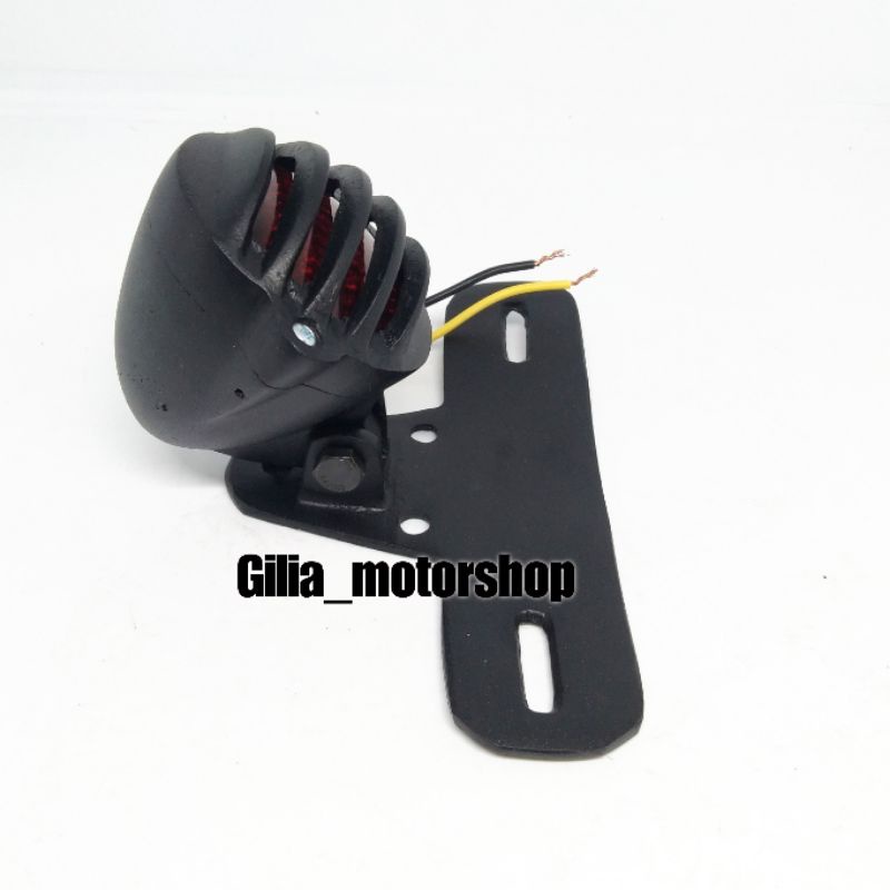 Lampu Stop Japstyle Tralis Grill Stoplamp caferacer Harley Custom Rem Universal Motor tralis bulat hitam