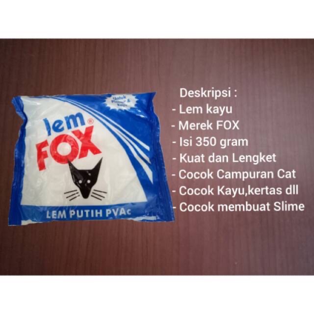 

Lem FOX 350 gr / lem kayu / campuran cat / slime