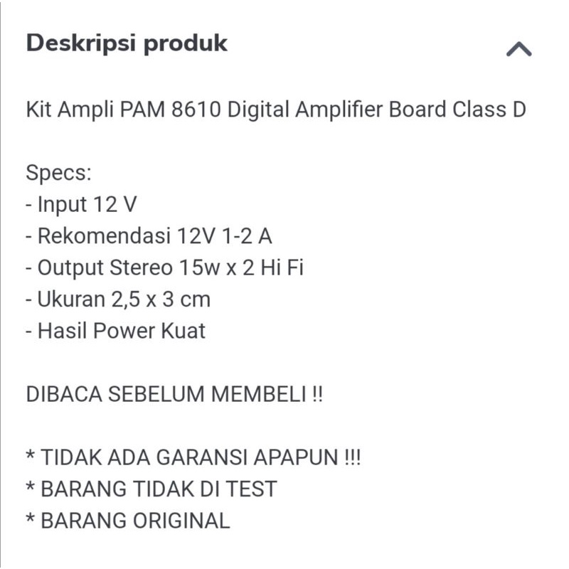 AMPLI MINI 15 WAT, PAM 8610 clas D STEREO