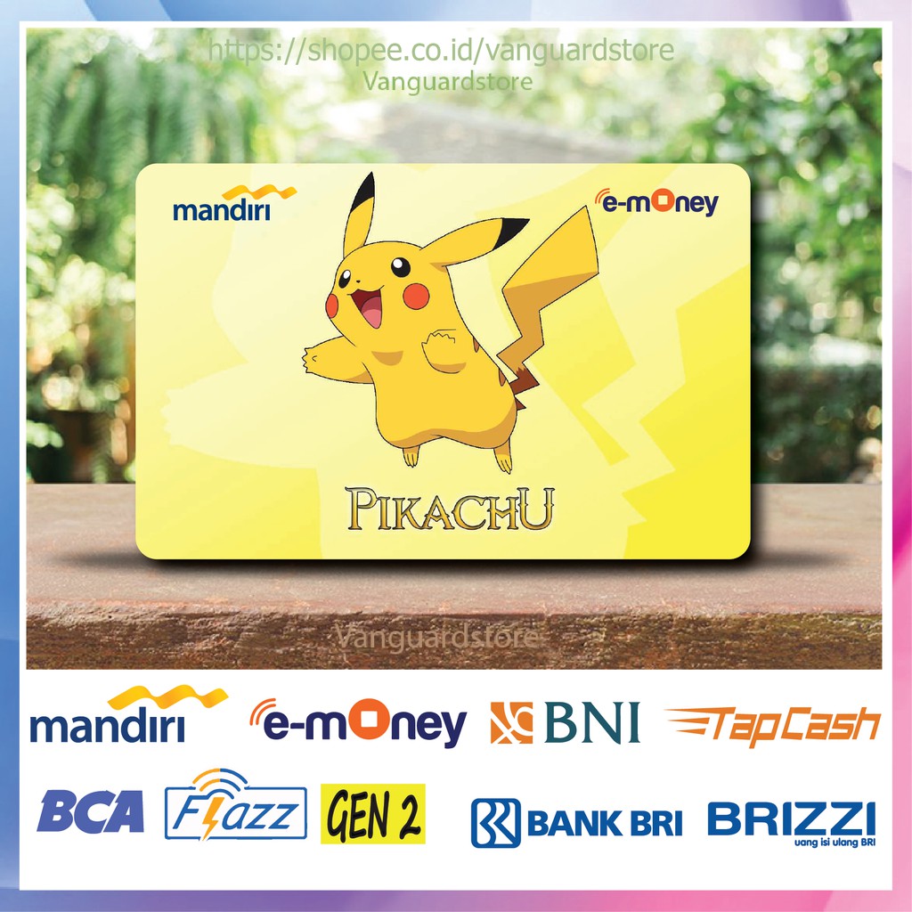 KARTU E MONEY E TOLL PIKACHU KUNING LUCU POKEMON 16 EMONEY MANDIRI FLAZZ TAPCASH BRIZZI