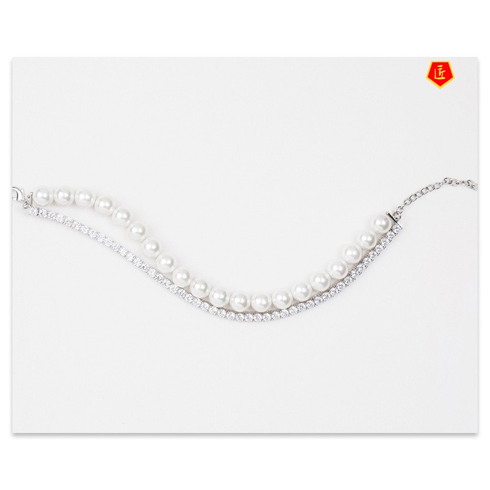 Pearl Necklace for Women Autumn and Winter New Full Diamond Light Luxury Necklace