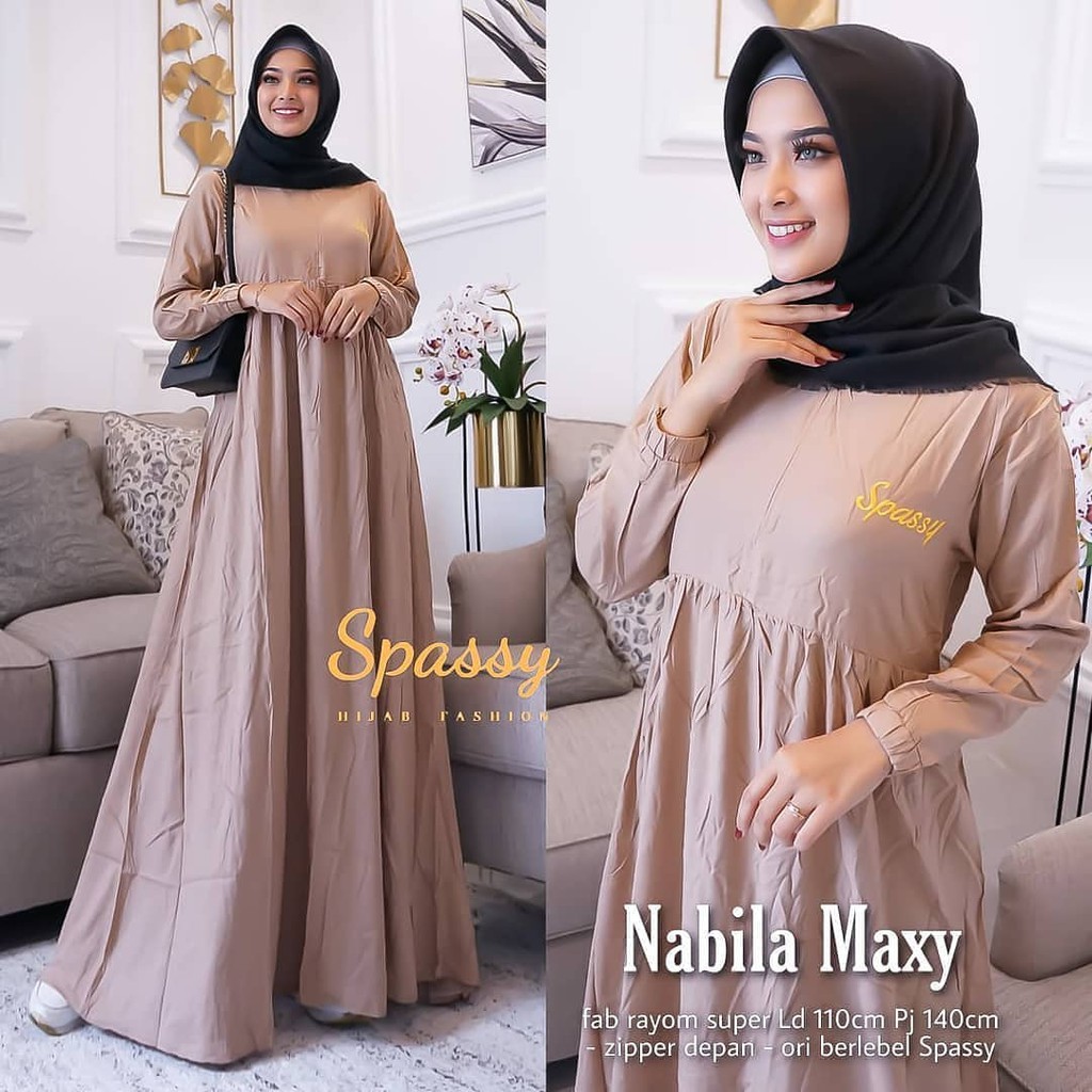 NABILA MAXI BL Bahan KATUN RAYON Gamis Wanita Terbaru 2020 Kekinian Gamis Terbaru Gamis Jumbo Murah