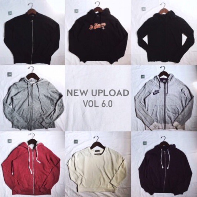 THRIFT CREWNECK SWEATER JAKET HOODIE ZIPPER HNM HNIQLO NIKE BRANDED MURAH ABU HITAM CREAM SIMPLE
