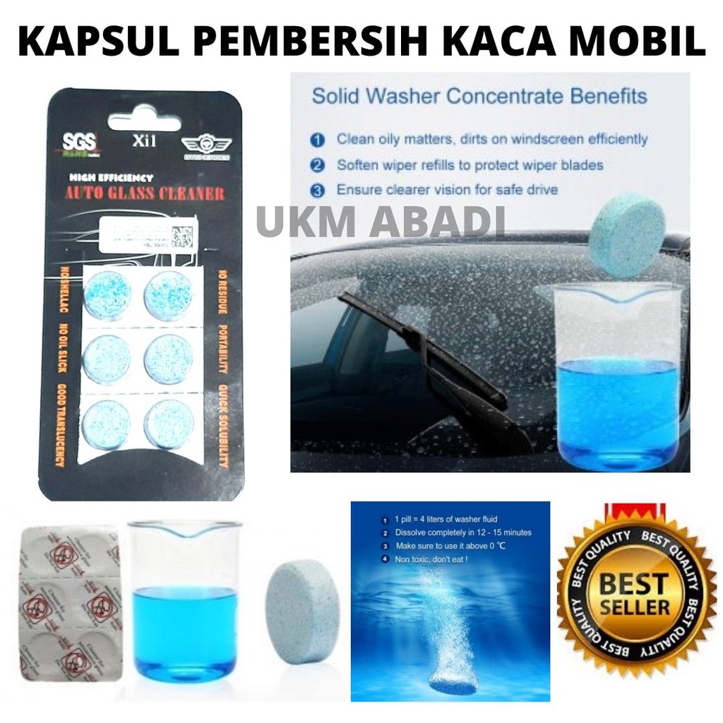 Kapsul Pil Wiper Pembersih Kaca Mobil Auto Glass Cleaner 6 Pcs SGS 111123