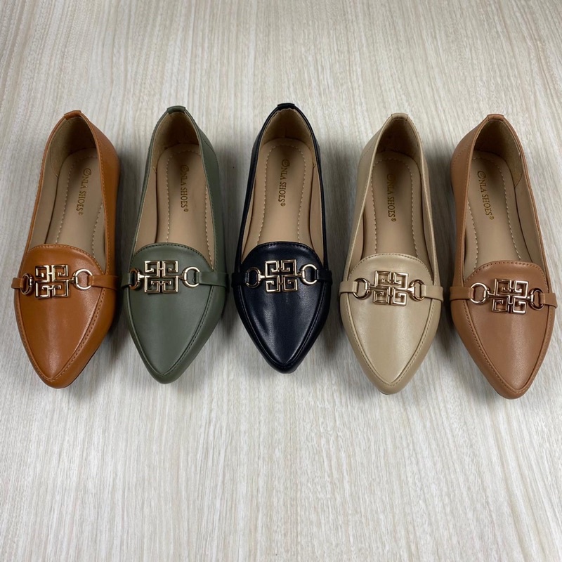 Onlashoes - Flatshoes Wanita sepatu kerja wanita terbaru sol karet KODE LB33