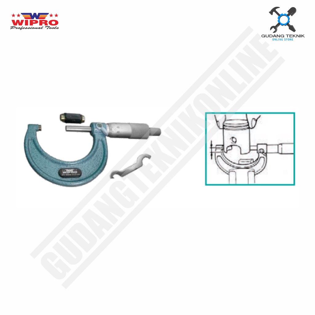 Micrometer Outside Japan Type WIPRO / Micro meter Alat Ukur Ketebalan Tipe Japan WIPRO - Micrometer Outside Japan Type 0-200 mm