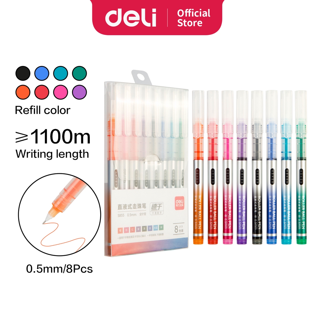 

Deli Roller Pen 8pcs Box, 8 Warna Tampilan, Cepat Kering, Panjang Penulisan Hingga 1100m S855