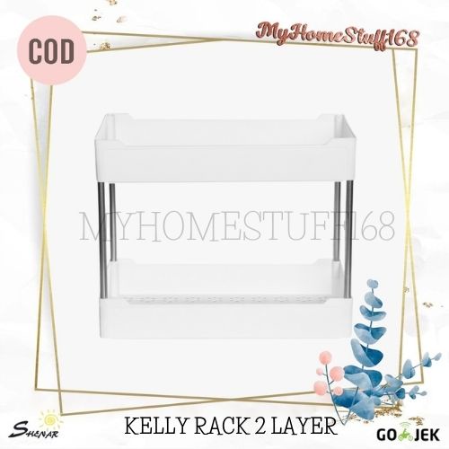 SHENAR RACK HOLDER 2 TIER DAPUR KAMAR MANDI TIDAK ADA RODA KELLY TROLLEY